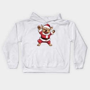 Cartoon Christmas French Bulldog Dancing Kids Hoodie